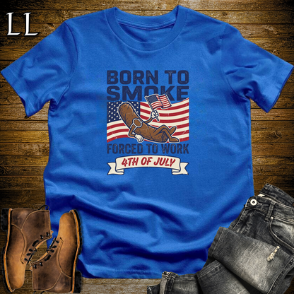 Born To Smoke Forced To Work Softstyle T Shirt Royal | Funny Cigar Work Tee