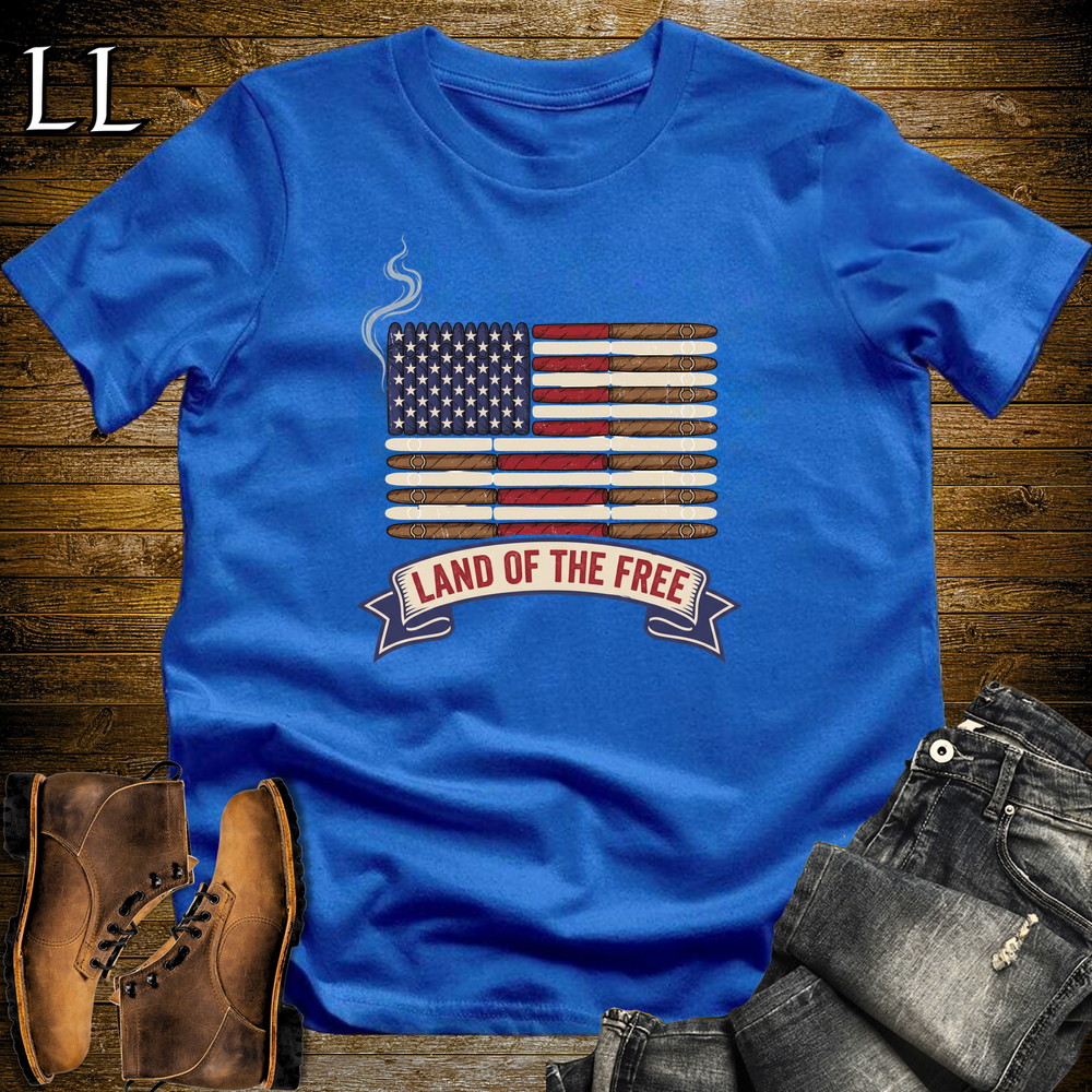 American Cigar Flag Softstyle T Shirt Royal | Patriotic Cigar Flag Tee
