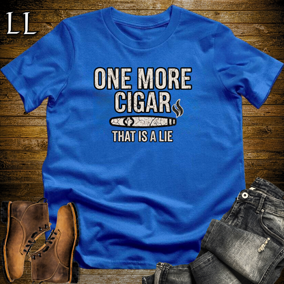 One More Cigar Lie Softstyle T Shirt Royal | Funny Cigar Tee