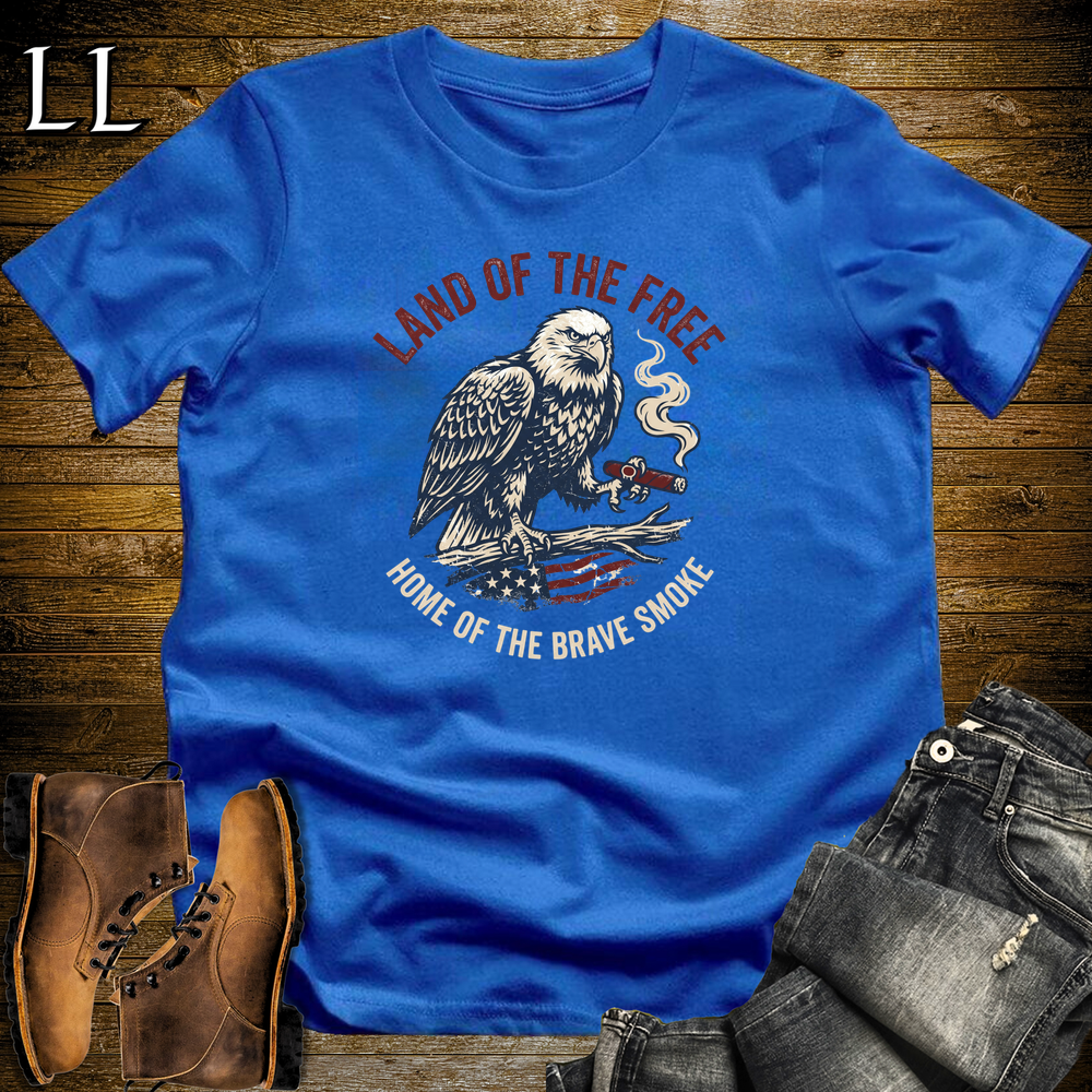 Land Of The Free Home Of The Brave Cigars Softstyle T Shirt Royal | Patriotic USA Cigar Tee