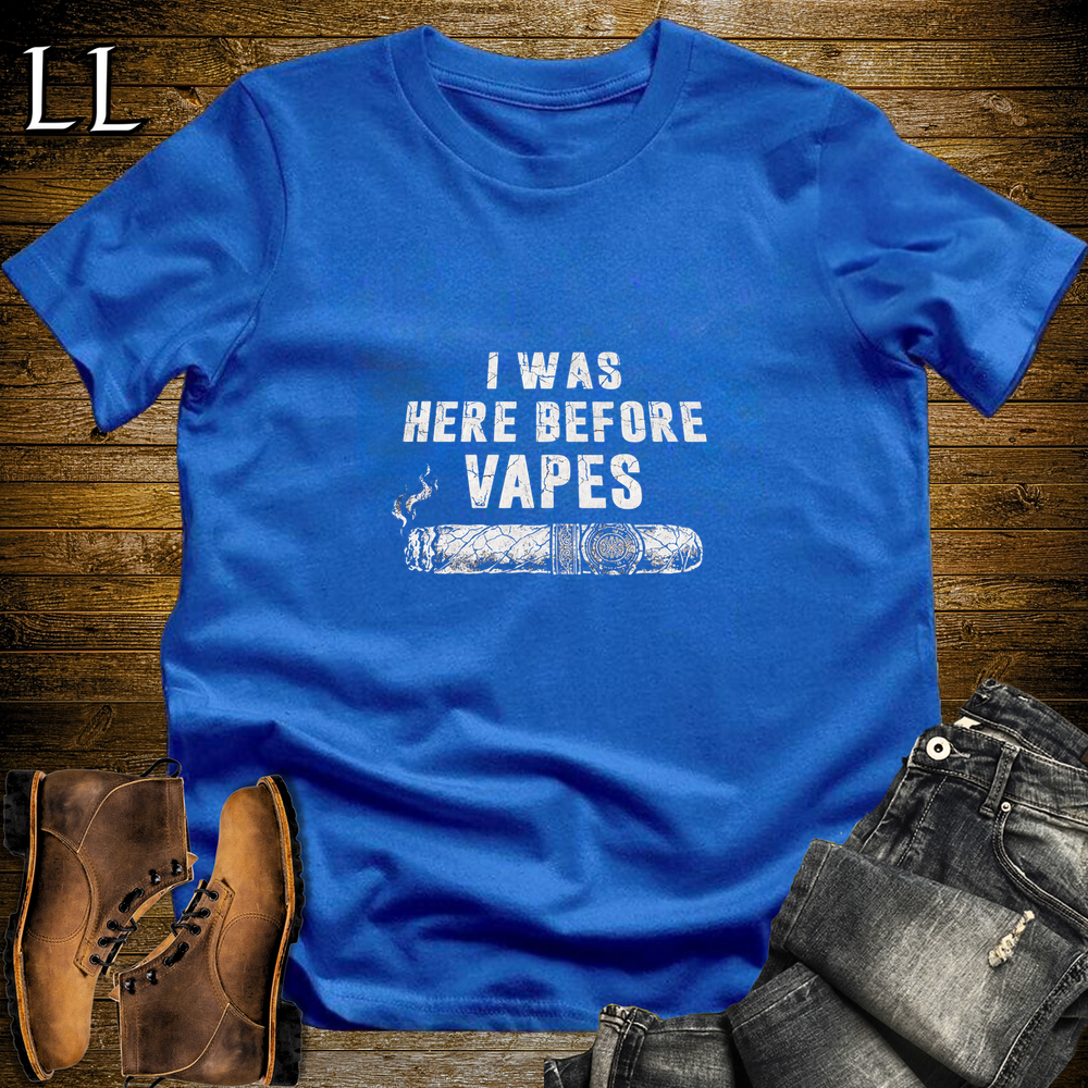 Cigar Was Here Before Vapes Softstyle T Shirt Royal | Funny Cigar Tee