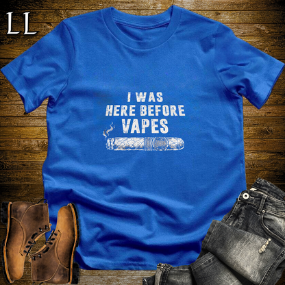Cigar Was Here Before Vapes Softstyle T Shirt Royal | Funny Cigar Tee