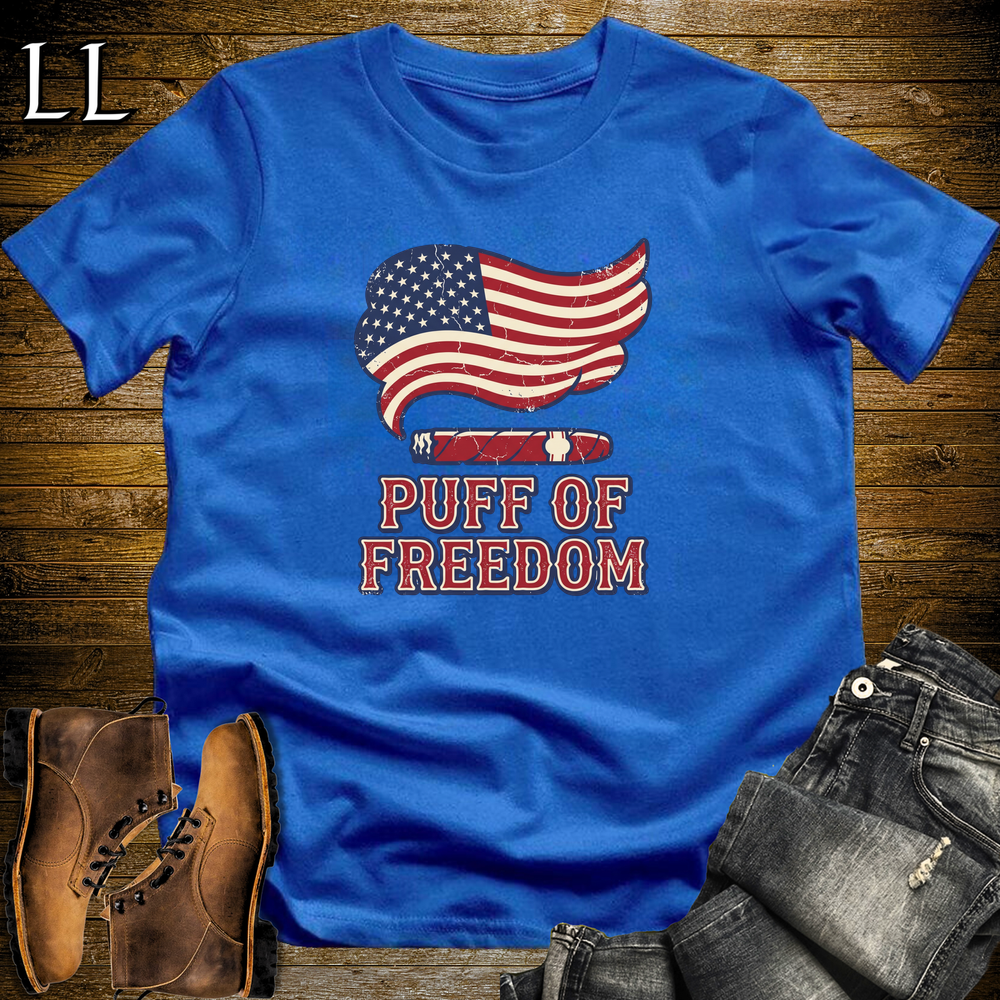 Cigar Puff Of Freedom Softstyle T Shirt Royal | Patriotic Cigar Tee