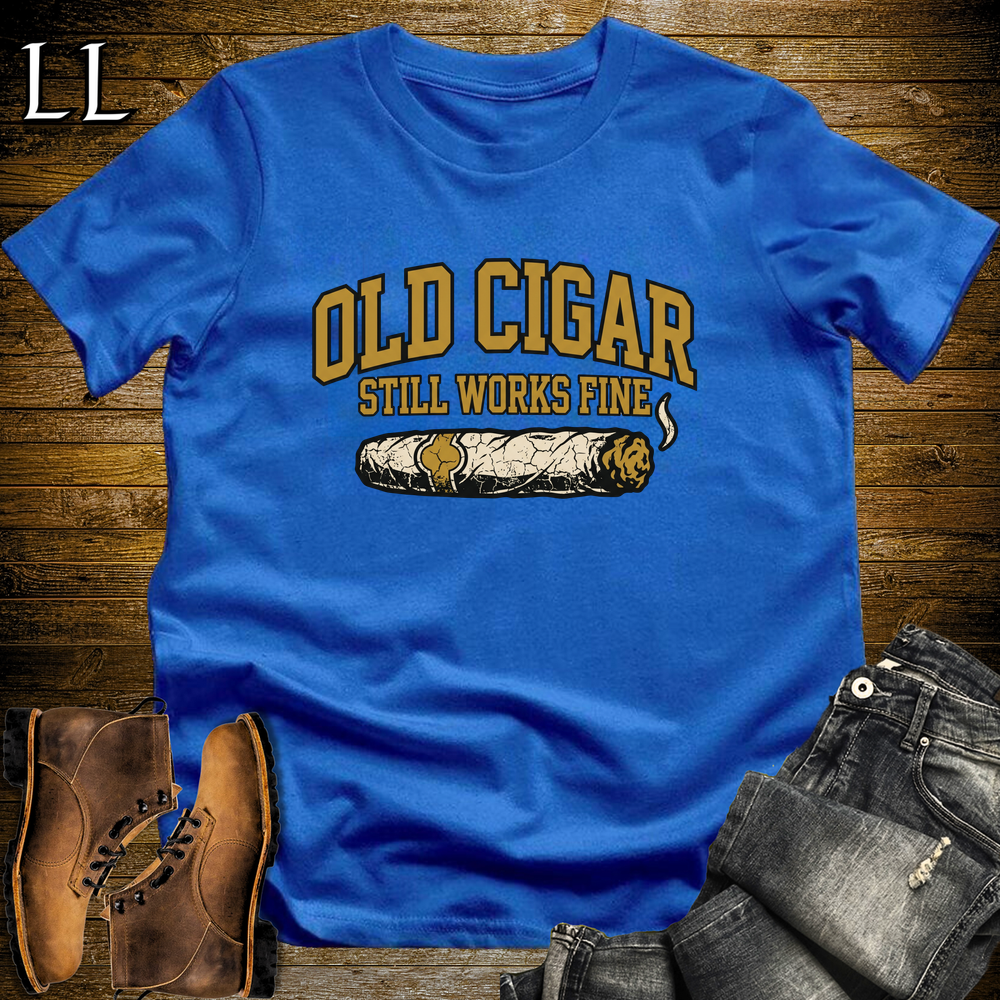 Old Cigar Still Works Fine Softstyle T Shirt Royal | Funny Cigar Tee