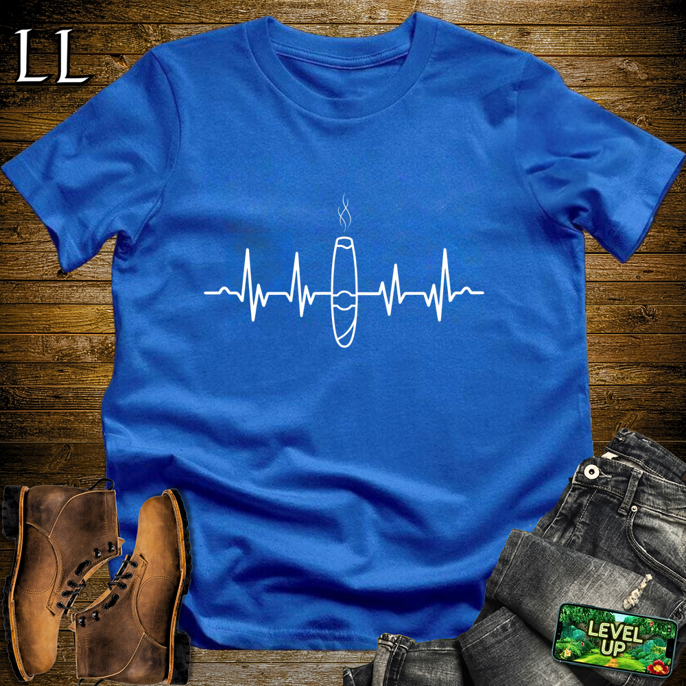Cigar Heartbeat Softstyle T Shirt Royal | Cigar Lover Heartbeat Tee