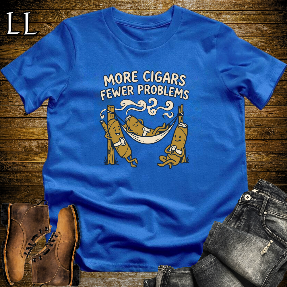 More Cigars Fewer Problems Softstyle T Shirt Royal | Funny Cigar Tee