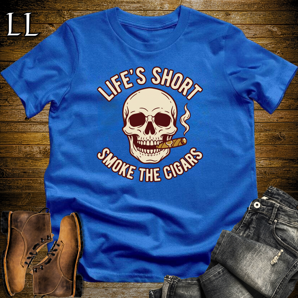 Lifes Short Smoke The Cigars Softstyle T Shirt Royal | Cigar Lover Tee