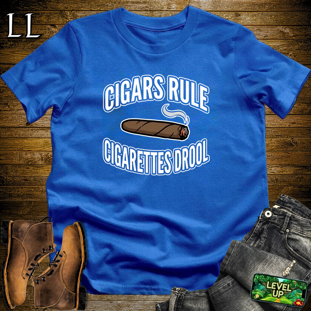 Cigars Rules Cigs Drool Softstyle T Shirt Royal | Funny Cigar Tee