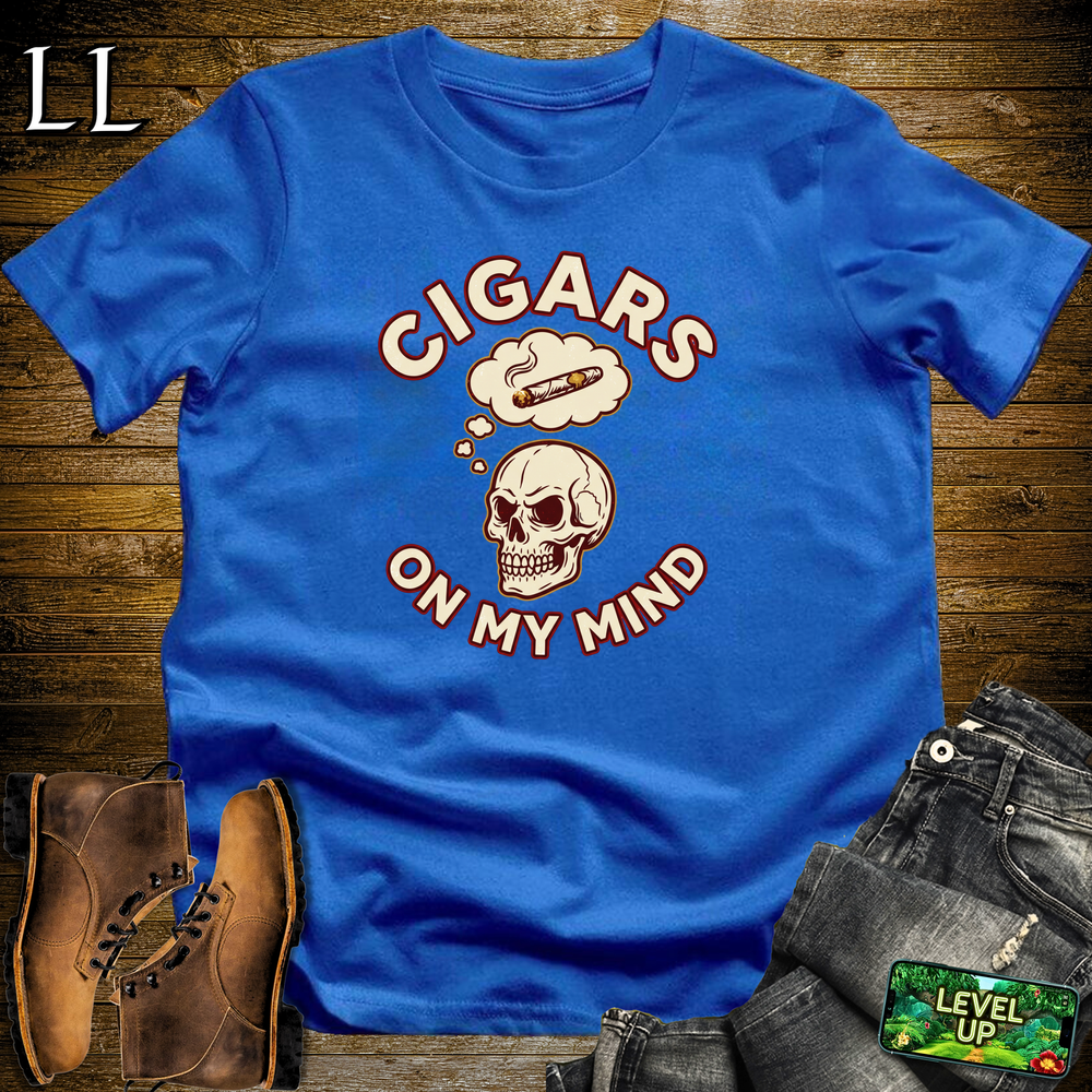 Cigars On My Mind Softstyle T Shirt Royal | Cigar Lover Tee
