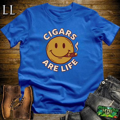 Cigars Are Life Smiley Softstyle T Shirt Royal | Cigar Lover Tee