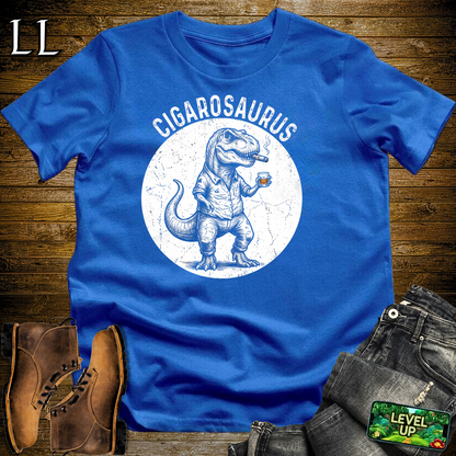 Cigarosaurus Softstyle T Shirt Royal | Funny Cigar Dinosaur Tee