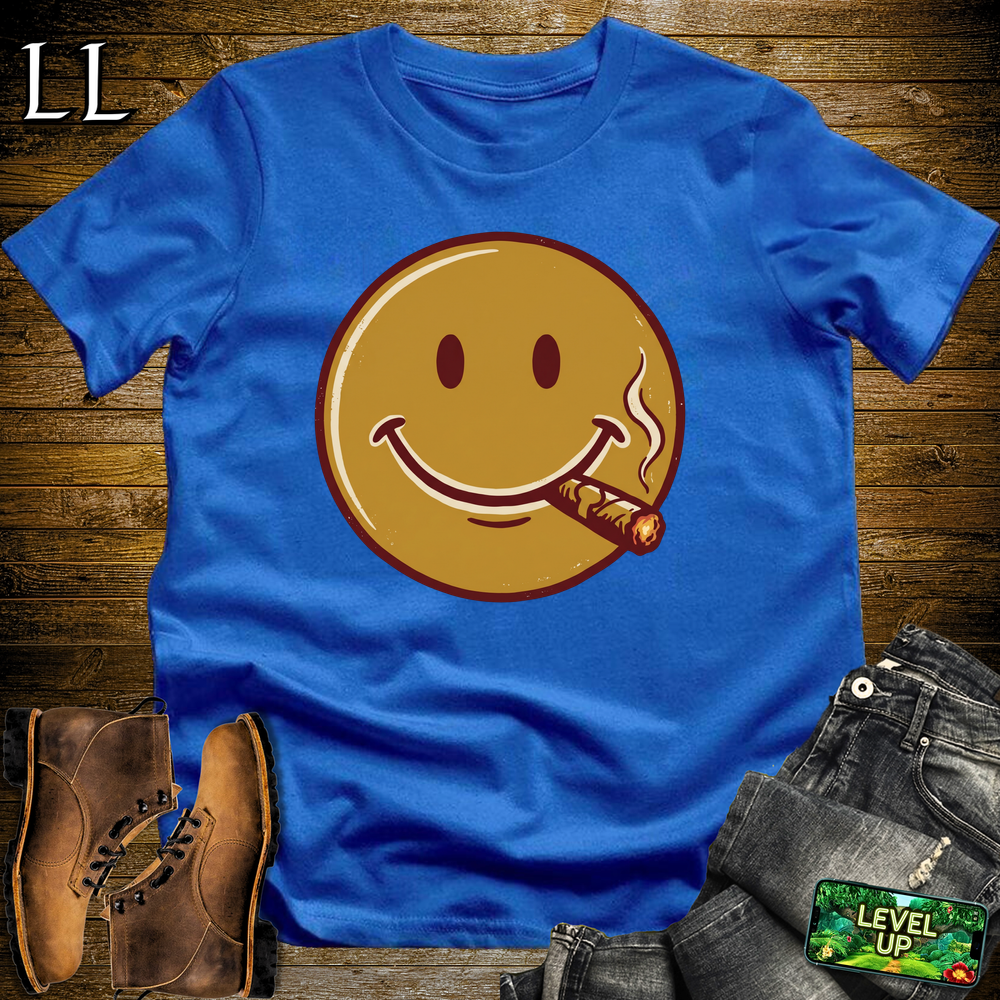 Cigar Smiley Softstyle T Shirt Royal | Funny Cigar Tee