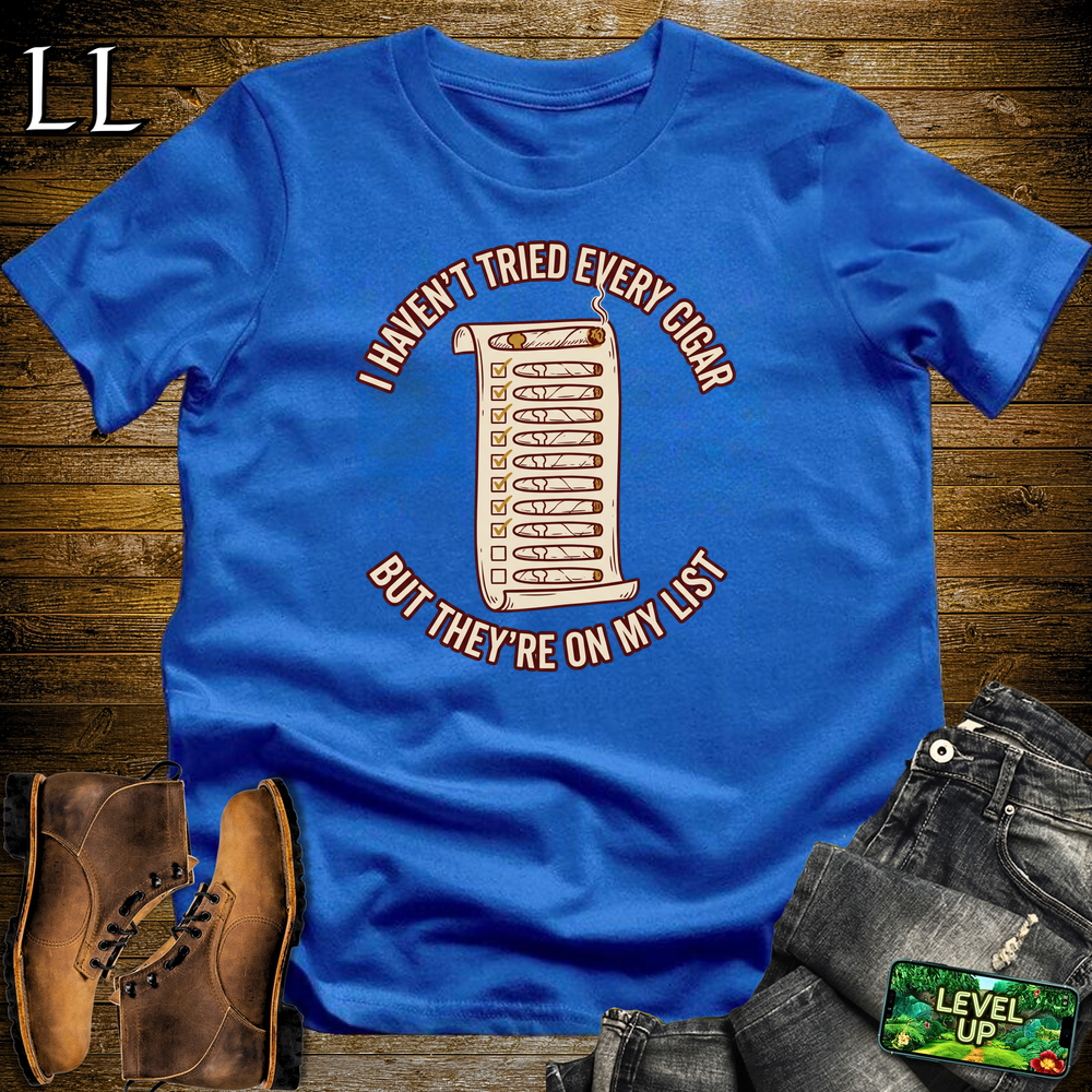 Try Every Cigar List Softstyle T Shirt Royal | Cigar Lover Tee