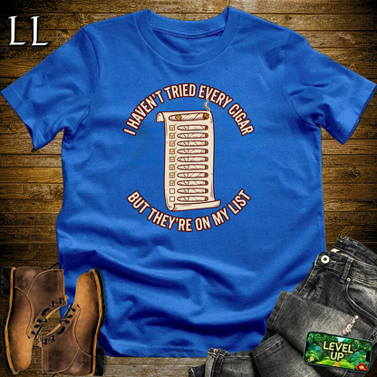 Try Every Cigar List Softstyle T Shirt Royal | Cigar Lover Tee