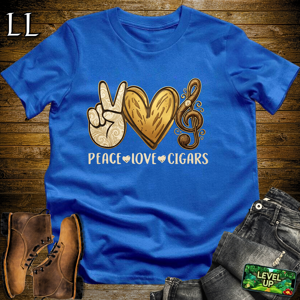 Peace Love Cigars Softstyle T Shirt Royal | Cigar Lover Tee