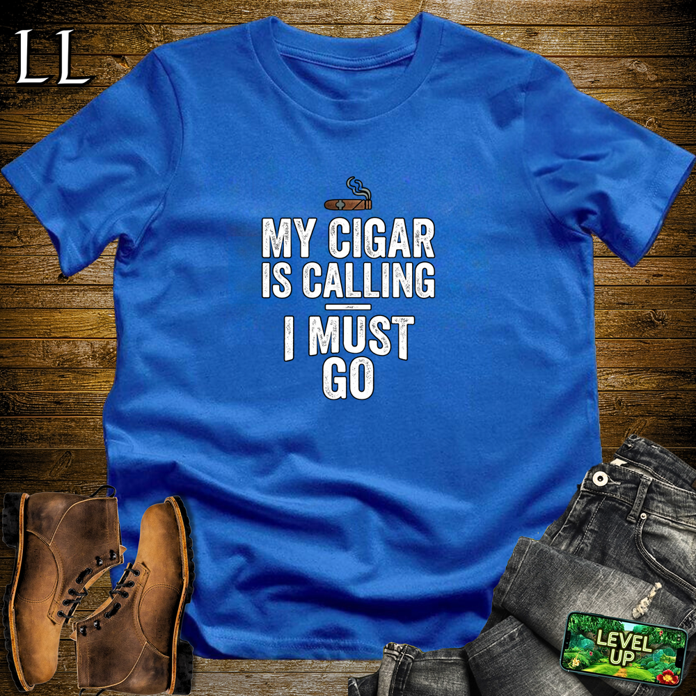 My Cigar Is Calling I Must Go Softstyle T Shirt Royal | Funny Cigar Tee