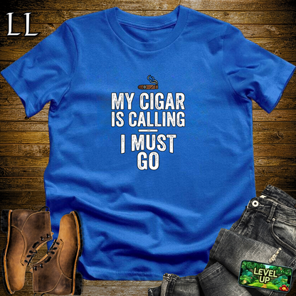 My Cigar Is Calling I Must Go Softstyle T Shirt Royal | Funny Cigar Tee