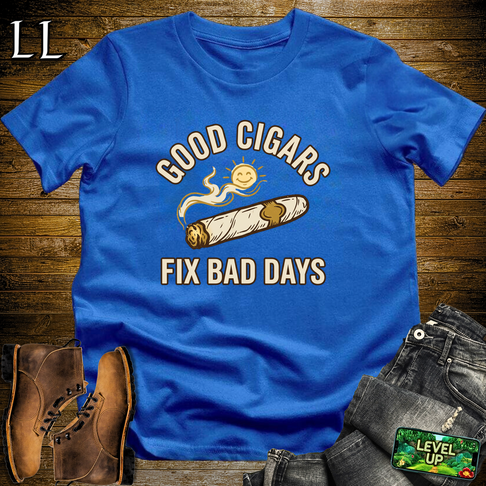 Good Cigars Fix Bad Days Softstyle T Shirt Royal | Cigar Lover Tee
