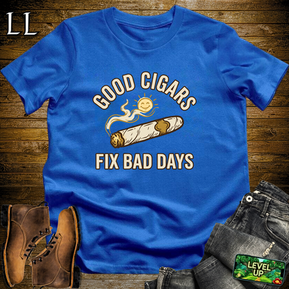Good Cigars Fix Bad Days Softstyle T Shirt Royal | Cigar Lover Tee