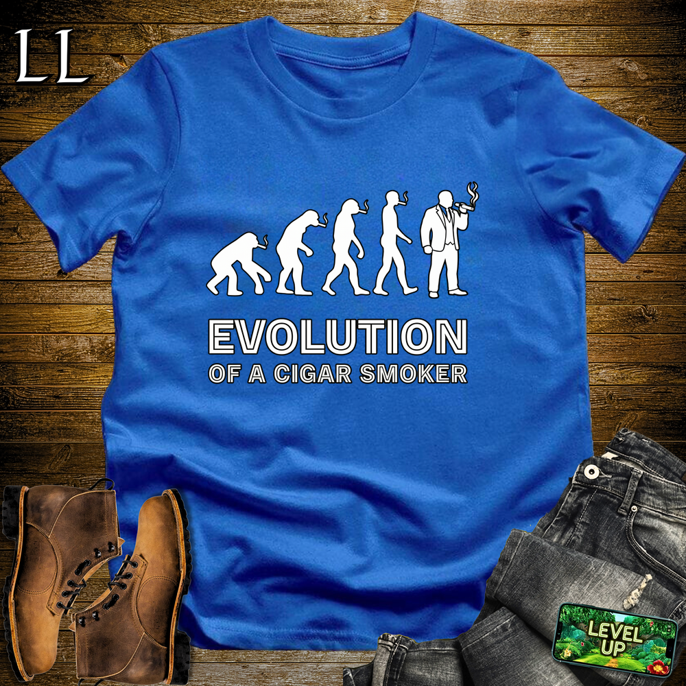 Evolution Of A Cigar Smoker Softstyle T Shirt Royal | Funny Cigar Tee