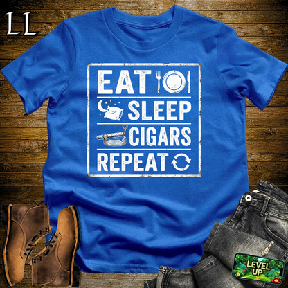 Eat Sleep Cigars Repeat Softstyle T Shirt Royal | Funny Cigar Tee
