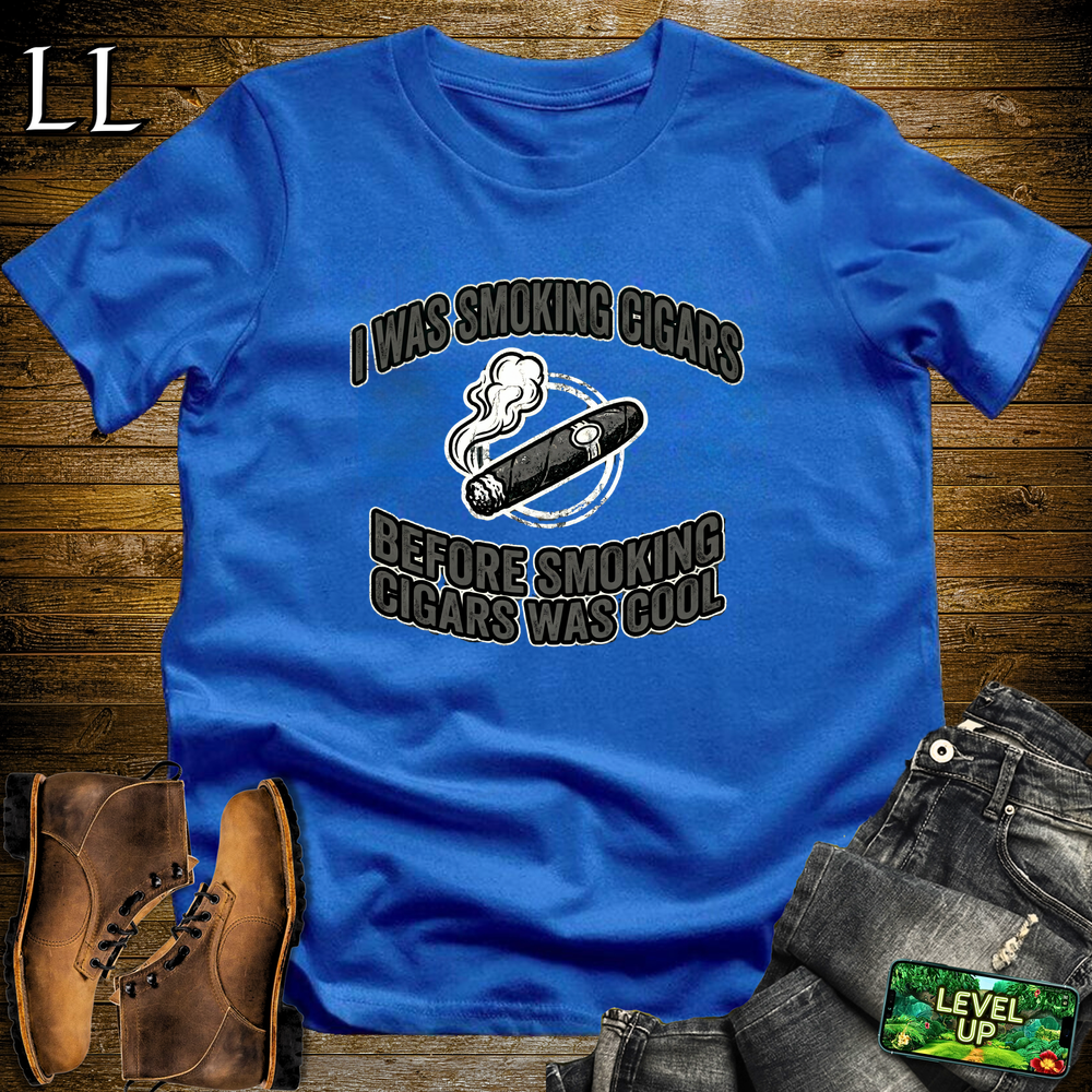Smoking Cigars Before It Was Cool Softstyle T Shirt Royal | Funny Cigar Tee