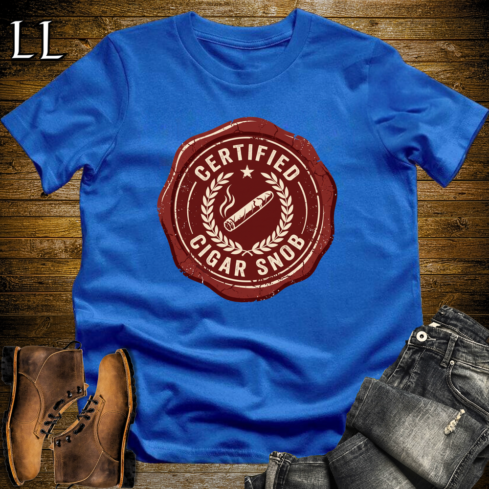 Certified Cigar Snob Softstyle T Shirt Royal | Funny Cigar Tee