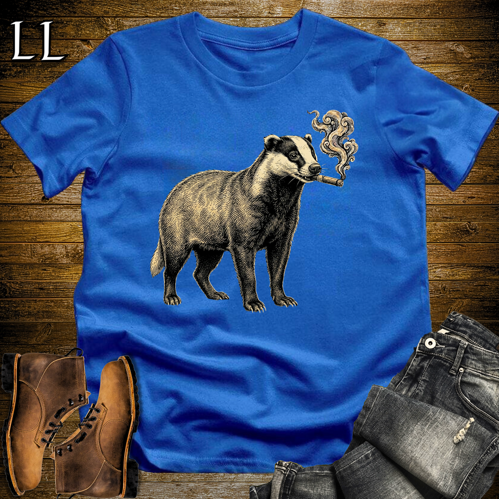 Vintage Cigar Badger Softstyle T Shirt Royal | Cigar Badger Tee