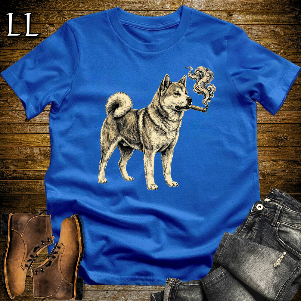 Vintage Cigar Akita Softstyle T Shirt Royal | Cigar Akita Tee