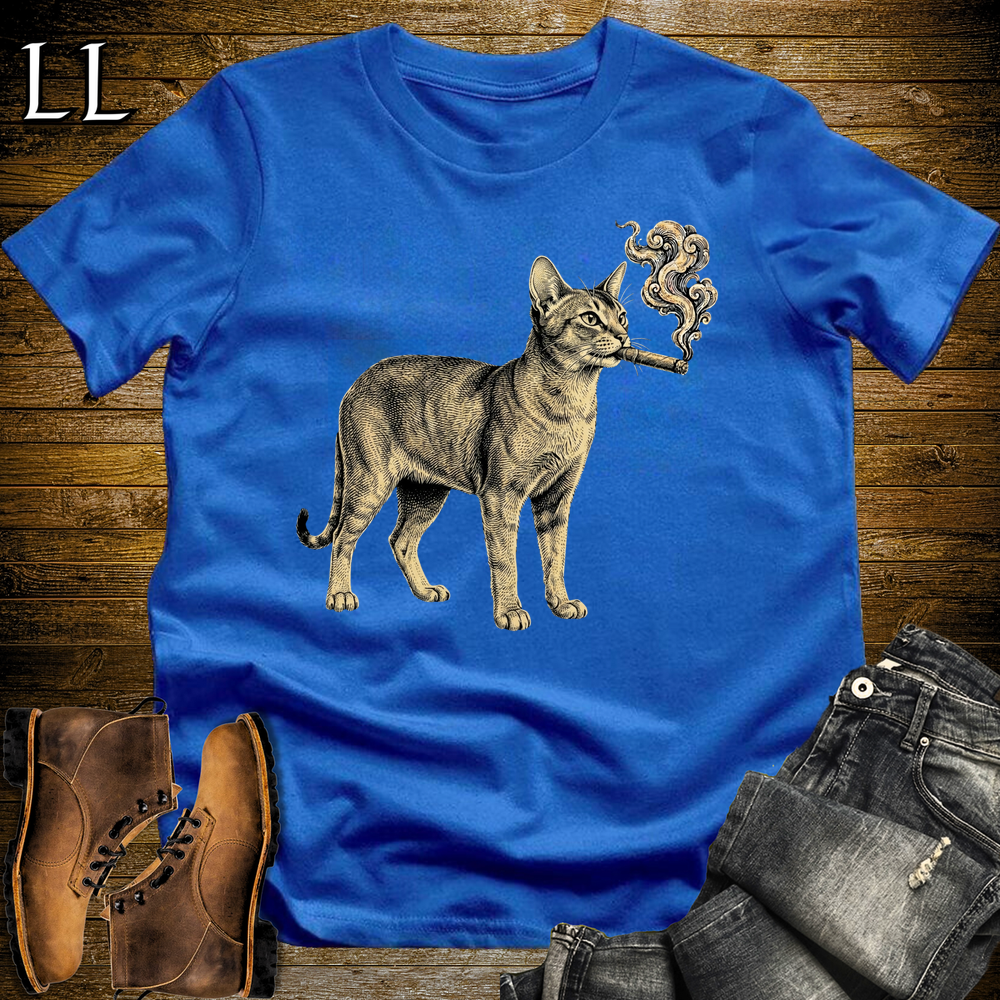 Vintage Cigar Abyssinian Cat Softstyle T Shirt Royal | Cigar Abyssinian Cat Tee