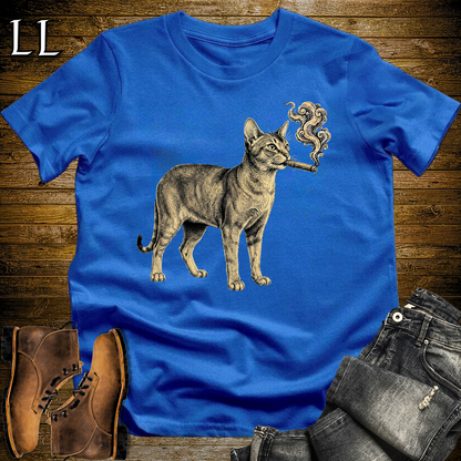 Vintage Cigar Abyssinian Cat Softstyle T Shirt Royal | Cigar Abyssinian Cat Tee