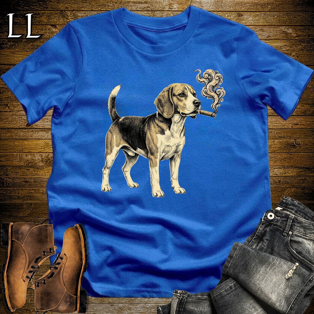 Vintage Cigar Beagle Softstyle T Shirt Royal | Cigar Beagle Tee