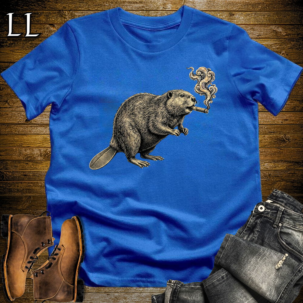 Vintage Cigar Beaver Softstyle T Shirt Royal | Cigar Beaver Tee
