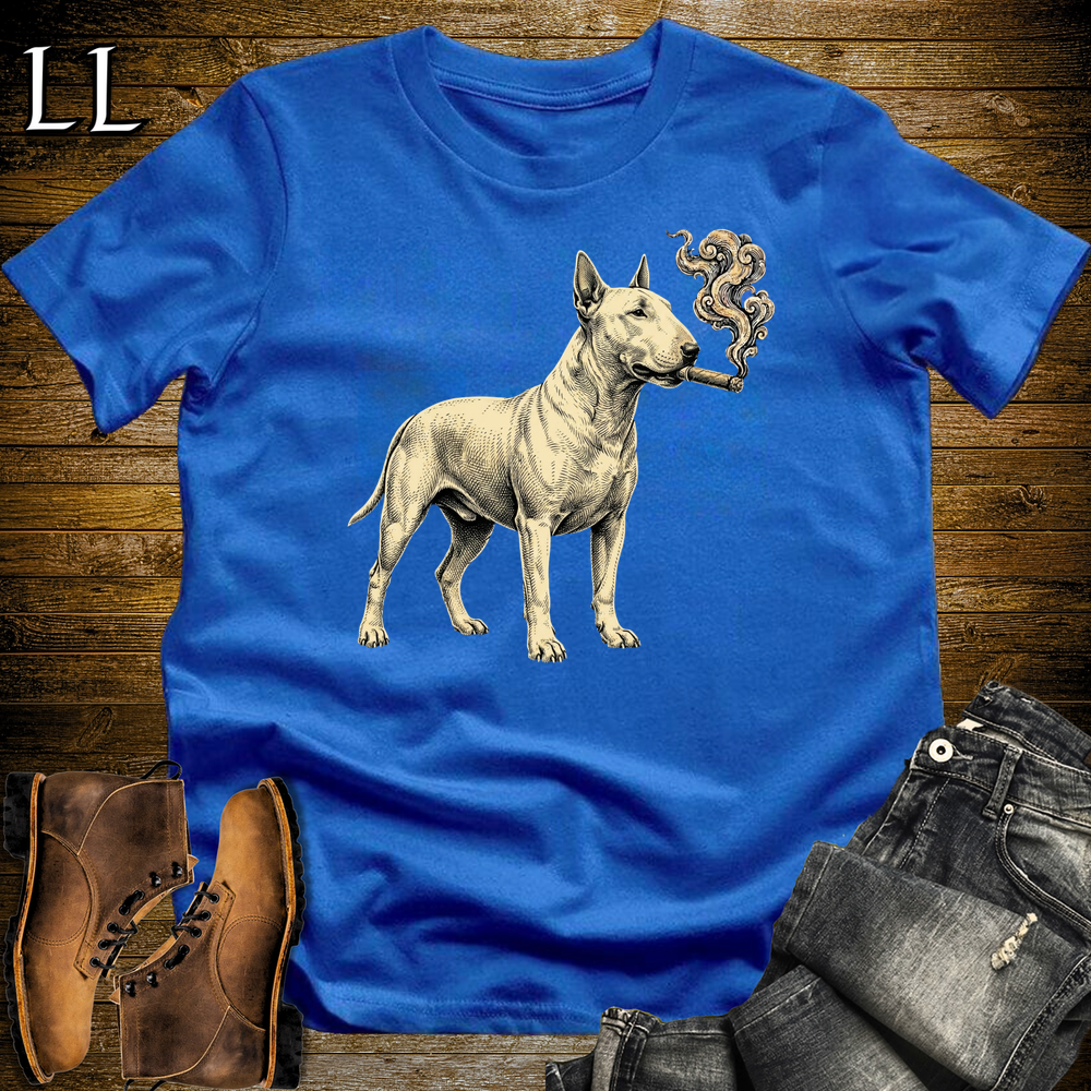 Vintage Cigar Bull Terrier Softstyle T Shirt Royal | Cigar Bull Terrier Tee