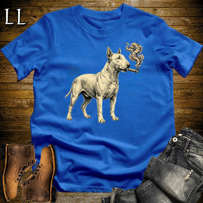 Vintage Cigar Bull Terrier Softstyle T Shirt Royal | Cigar Bull Terrier Tee