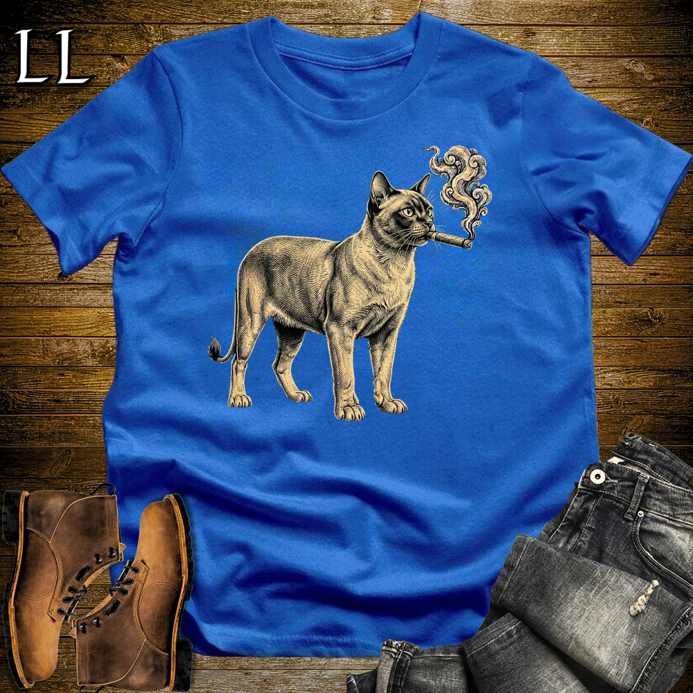Vintage Cigar Burmese Cat Softstyle T Shirt Royal | Cigar Burmese Cat Tee