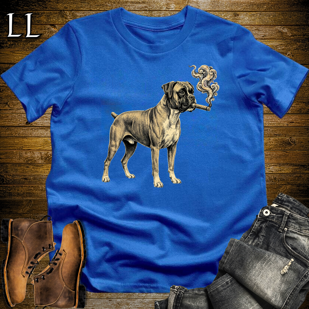 Vintage Cigar Boxer Softstyle T Shirt Royal | Cigar Boxer Dog Tee