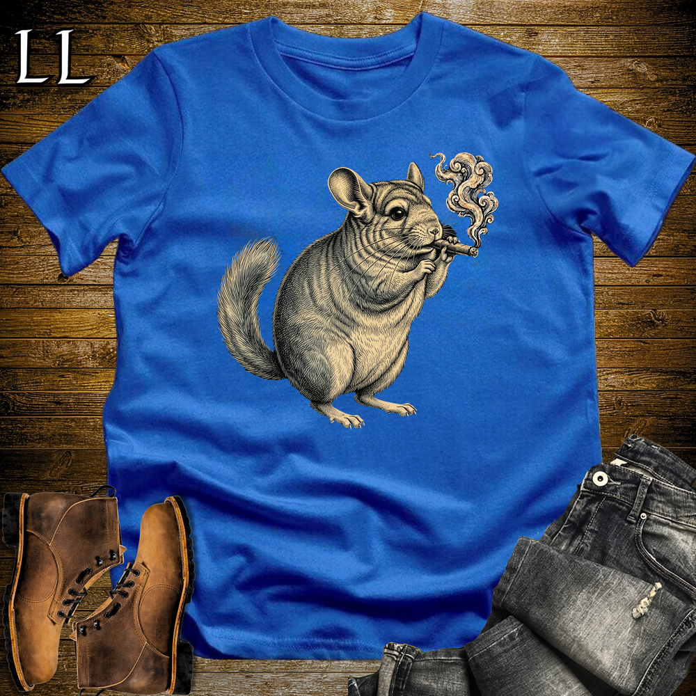 Vintage Cigar Chinchilla Softstyle T Shirt Royal Blue | Cigar Chinchilla Graphic Tee