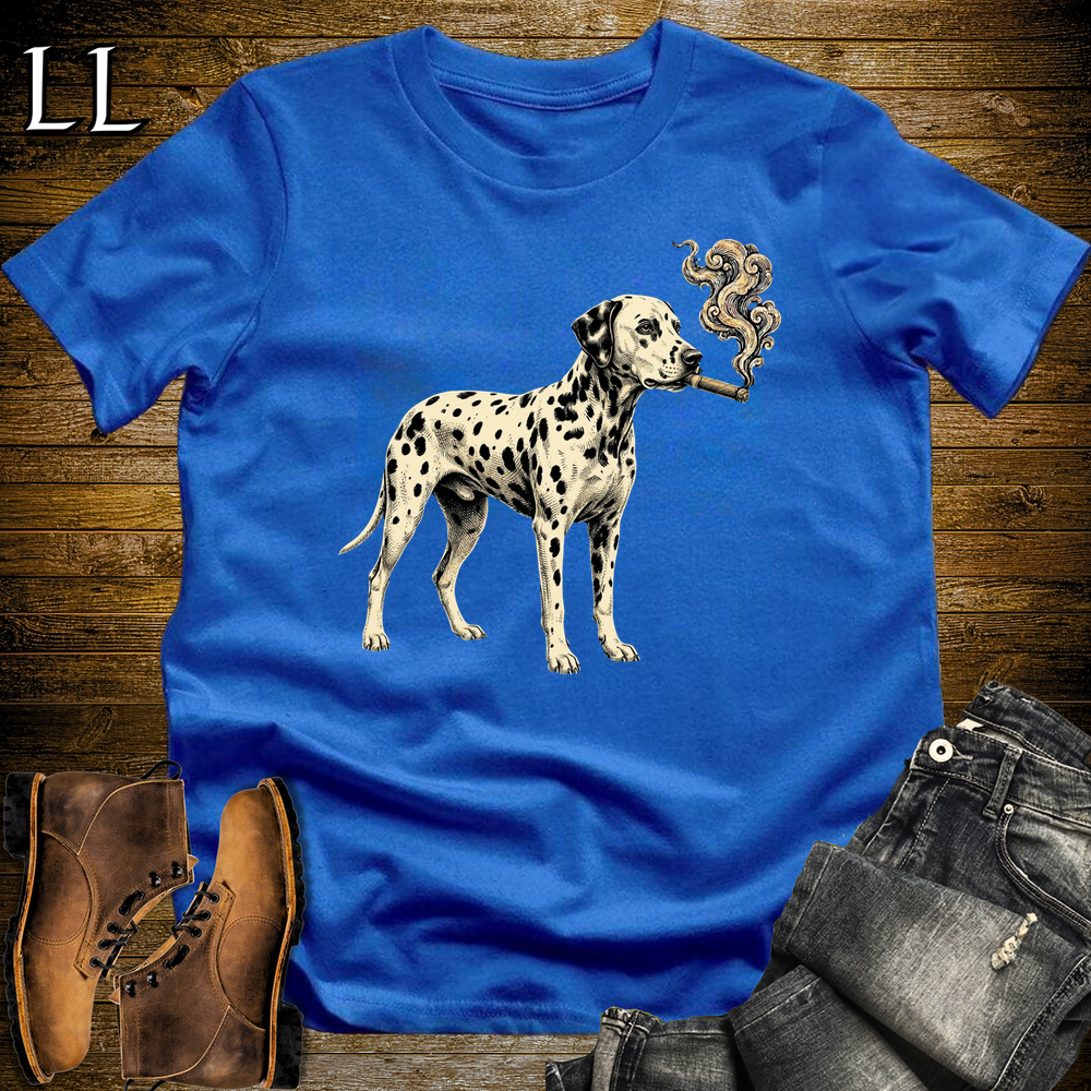 Vintage Cigar Dalmatian Softstyle T Shirt Royal Blue | Cigar Dalmatian Dog Tee