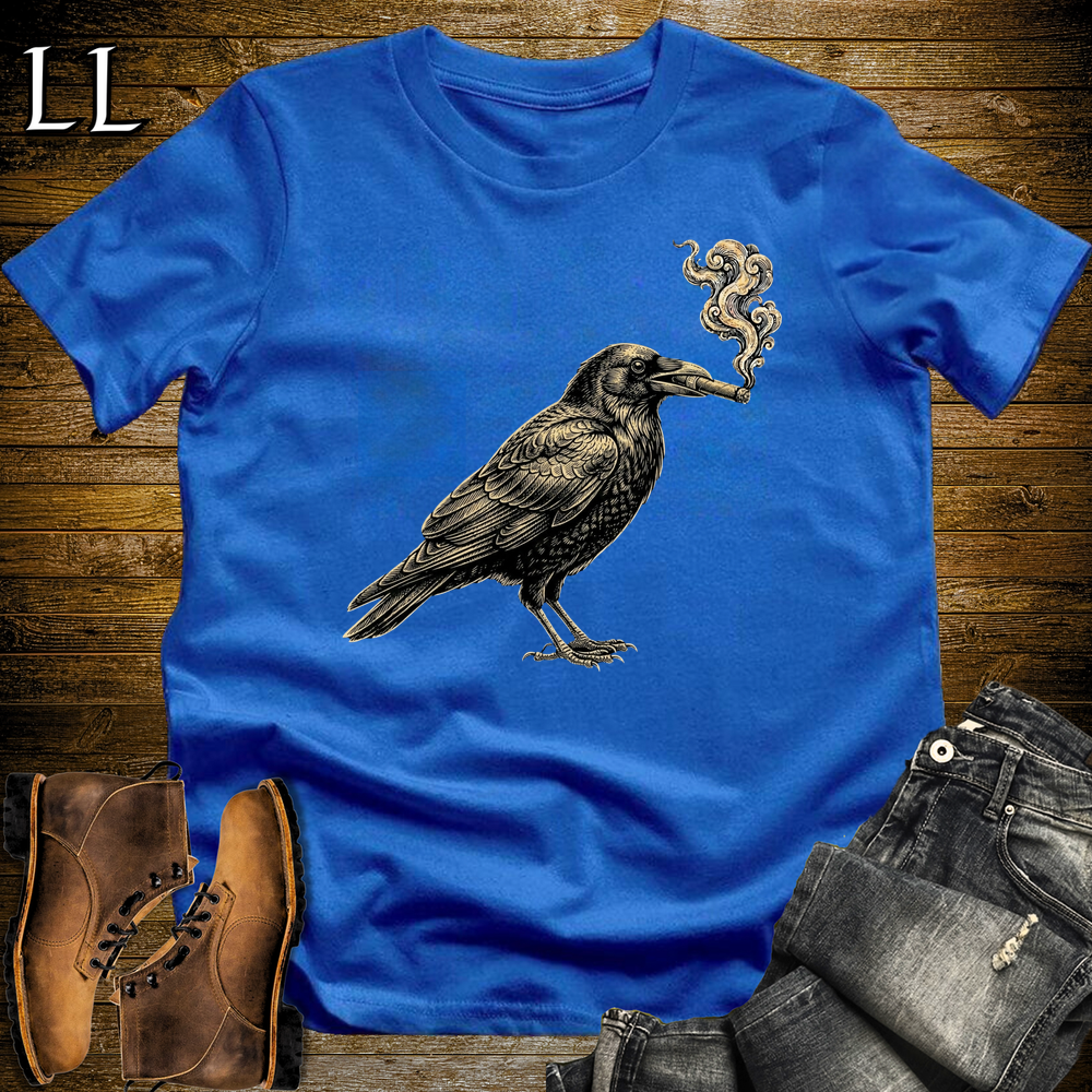 Vintage Cigar Crow Softstyle T Shirt Royal | Cigar Lover Graphic Tee