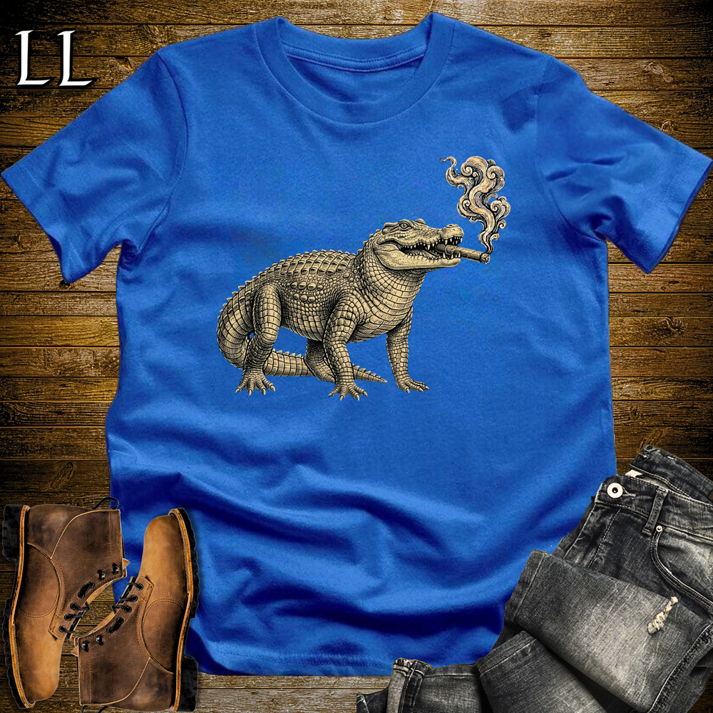Vintage Cigar Crocodile Softstyle T Shirt Royal | Cigar Lover Tee