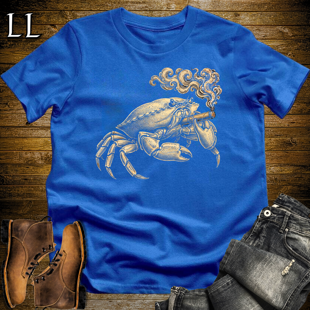 Vintage Cigar Crab Softstyle T Shirt Royal | Cigar Lover Graphic Tee