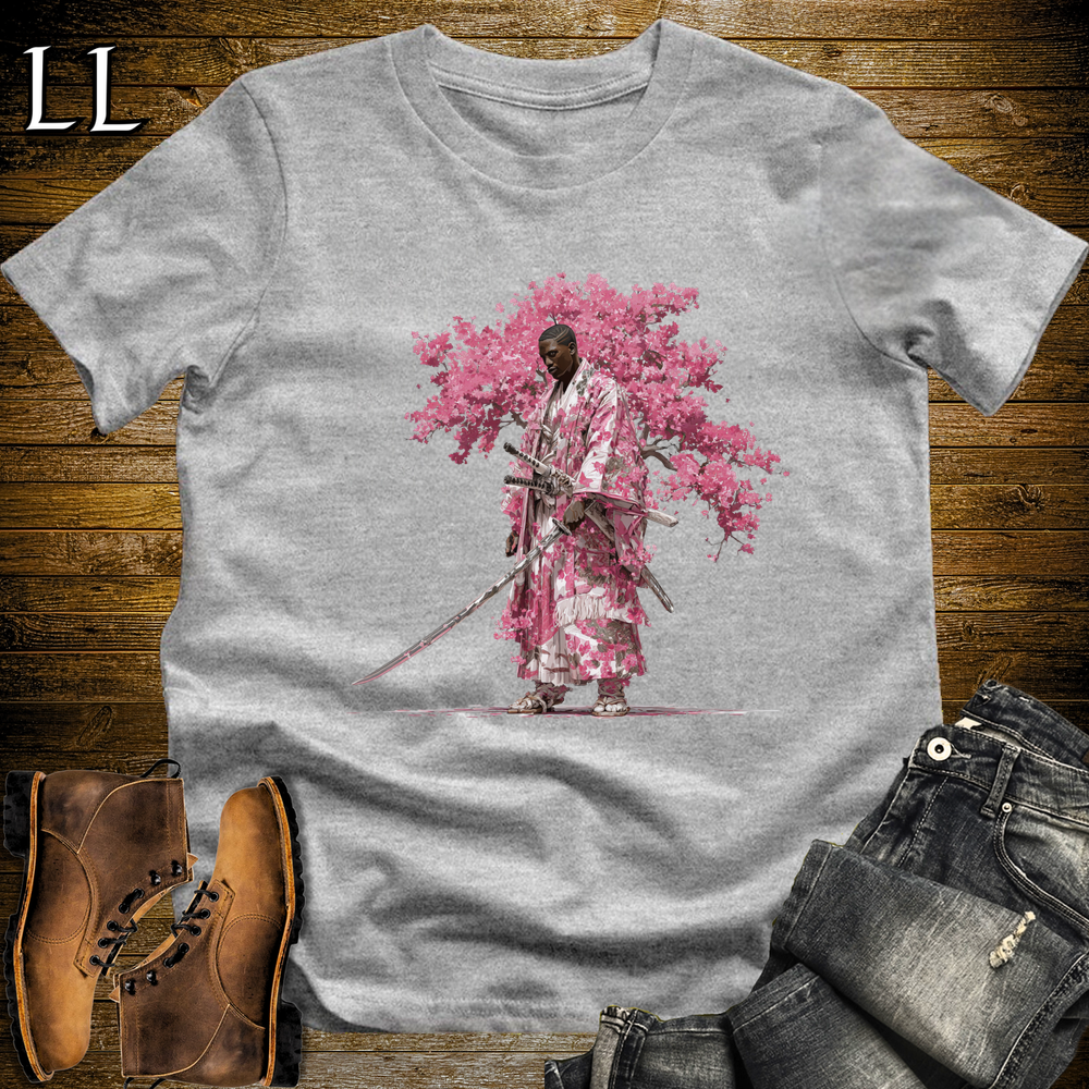African Cherry Blossom Samurai King Sport Grey | African Warrior Tee