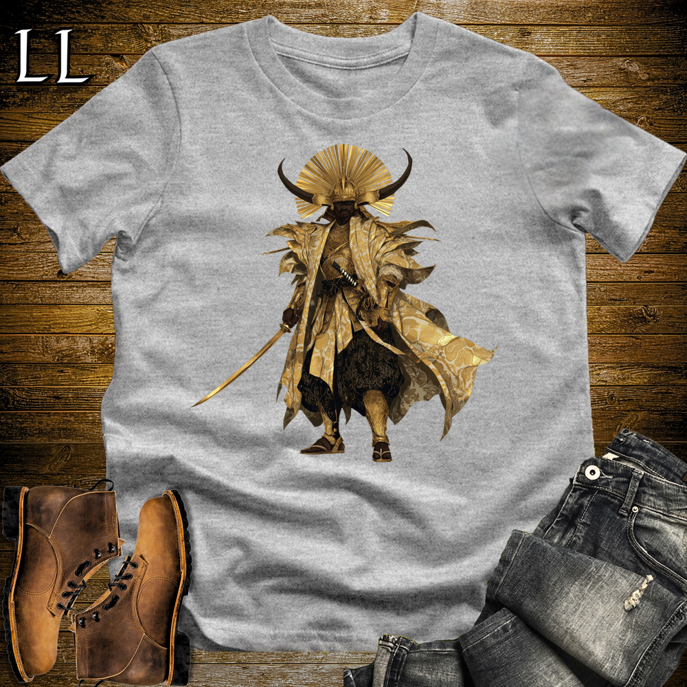 African Golden Samurai King Sport Grey | African Warrior Tee