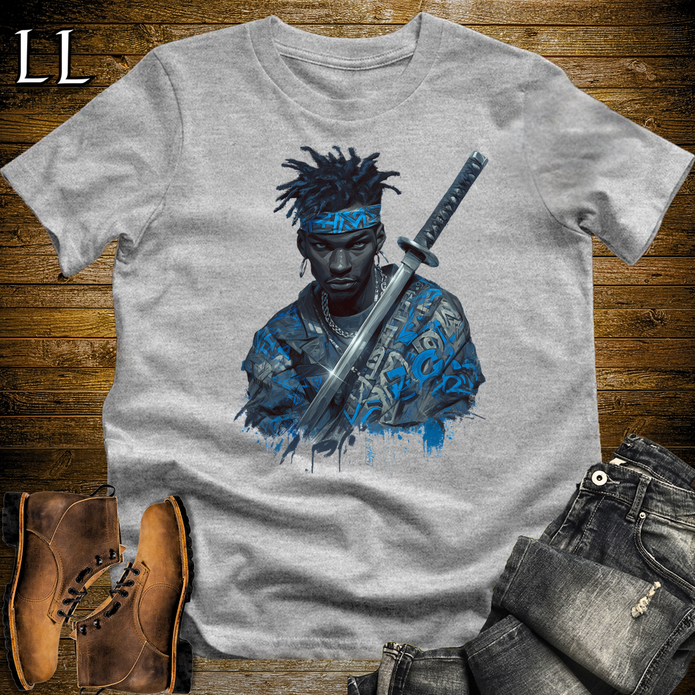 African Blue Street Samurai Sport Grey | African Warrior Tee