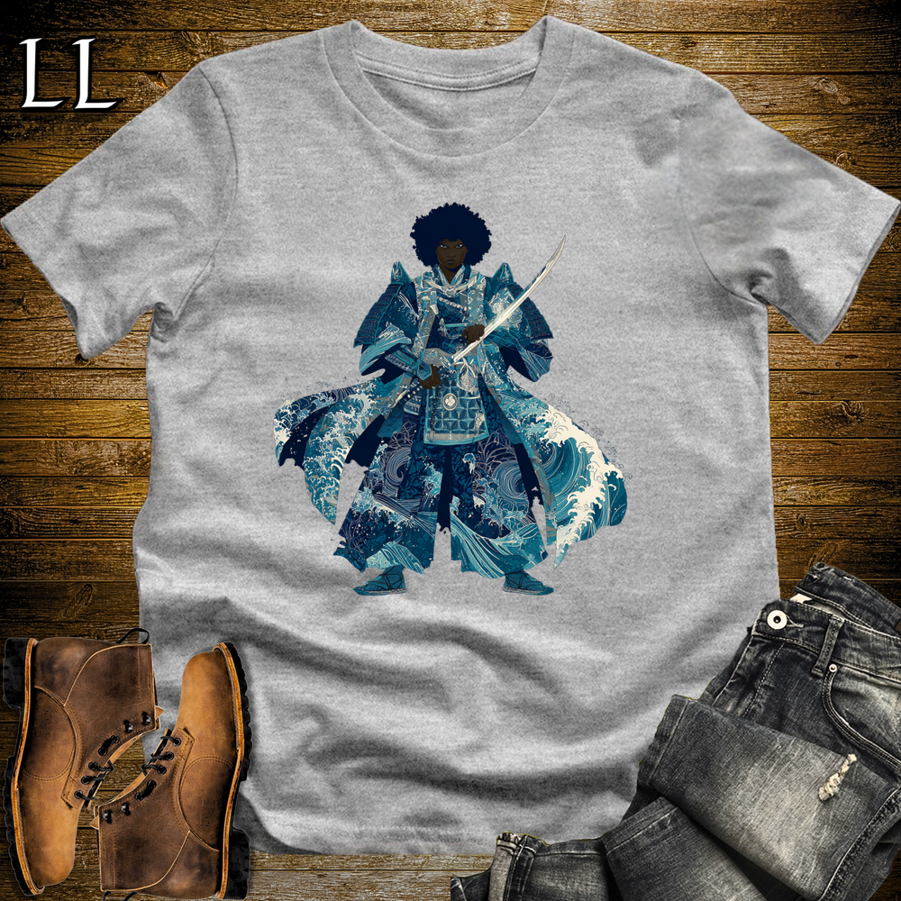 African Crashing Wave Samurai Sport Grey | African Warrior Tee
