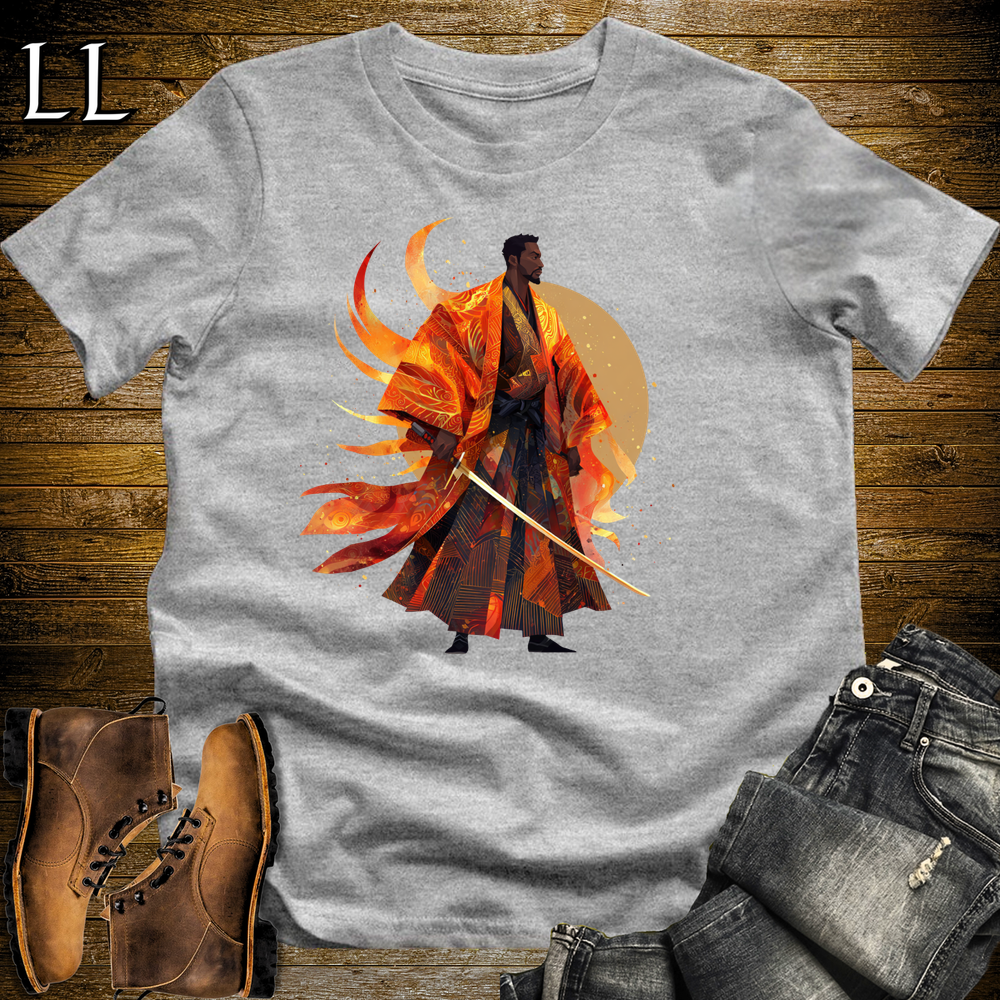 African Flame Samurai Sport Grey | African Warrior Tee