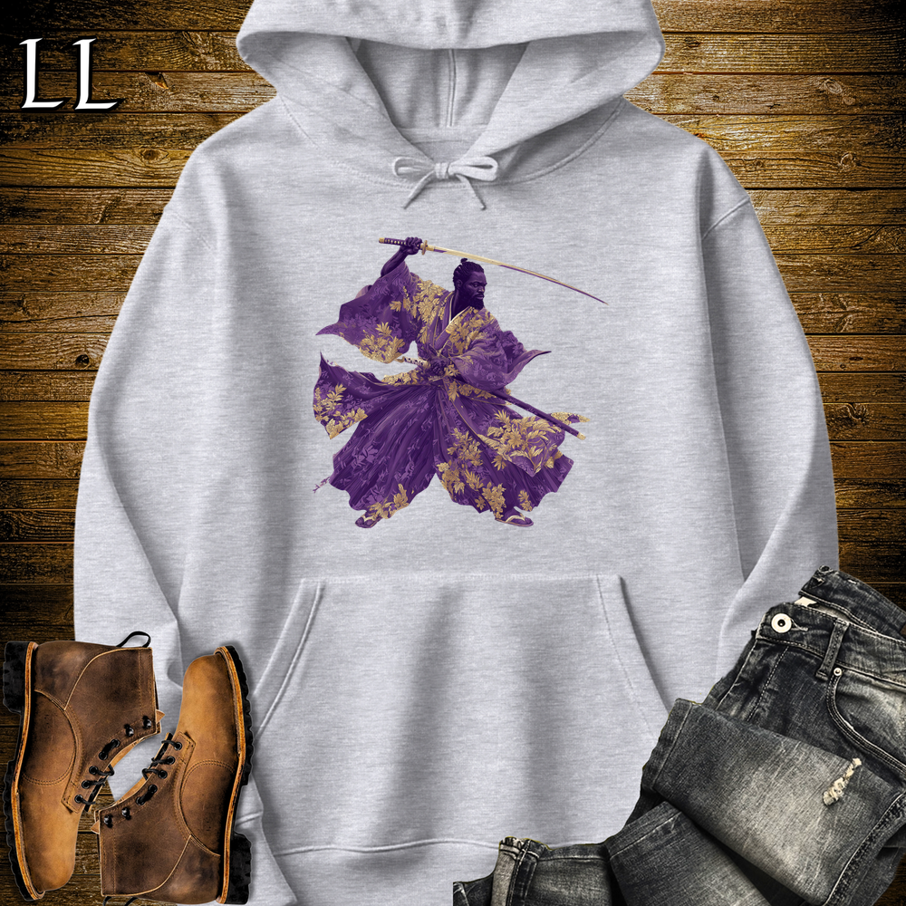 African Gold Blossom Samurai King Sport Grey | African Warrior Hoodie