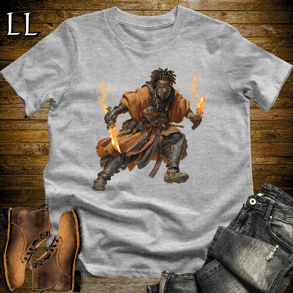 African Flame Dagger Assassin Softstyle Tee Sport Grey | African Warrior Tee
