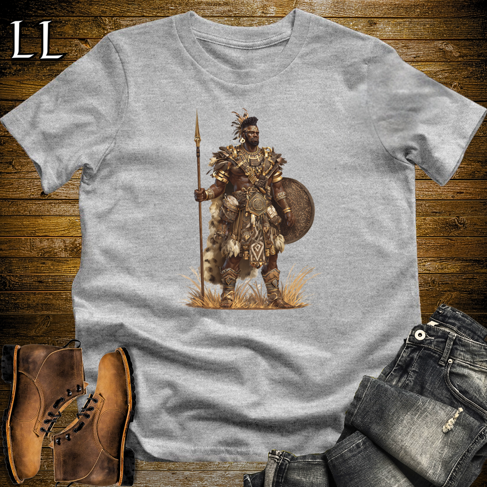 African Zulu Spear Warrior Softstyle Tee - Sport Grey